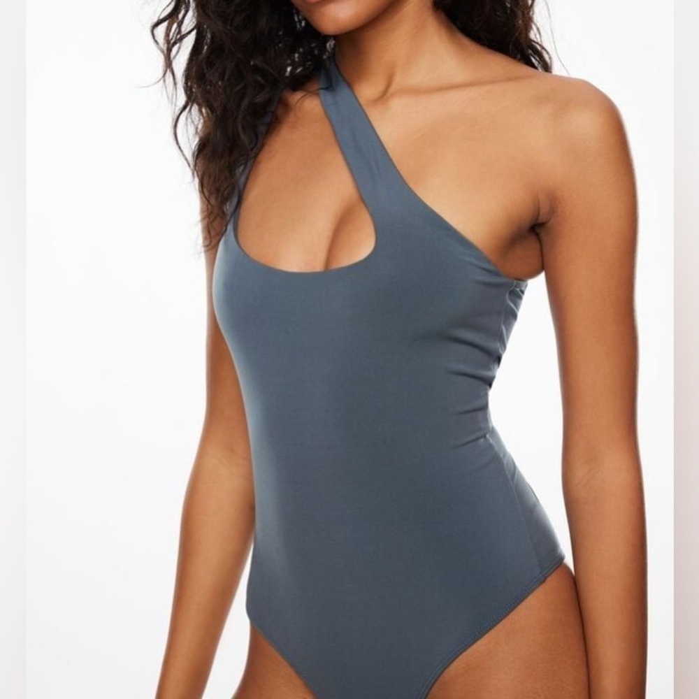 NWT Dynamite Brooke Sculpt One Shoulder Bodysuit in Dark Slate Size L
